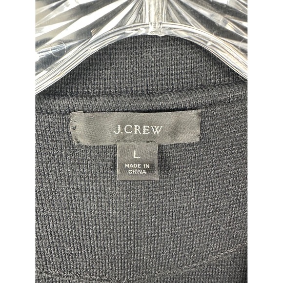 J. Crew Black Knit Blazer Jacket Cardigan Size L Cotton Merino Wool Old Money - Picture 3 of 10